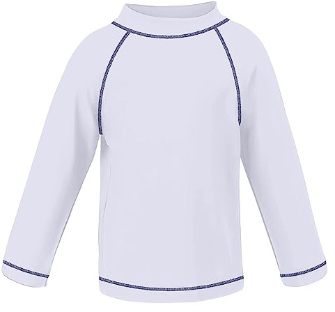 TIZAX Rash Guard Bambina Maglia Nuoto UV Protettiva con Maniche Lunga Costume da Bagno per Ragazze Asciugatura Rapida Bianco 13-14 Anni(Etichetta 14)