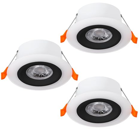 EGLO 3er Set LED Einbaustrahler Calonge, Spot Deckenleuchte | runder Einbauspot, Beleuchtung für abgehängte Decke, Deckenstrahler aus Kunststoff in Schwarz und Weiß, ∅ 7 cm
