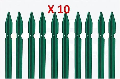 Generico 10 PZ Palo paletto in Ferro PLASTIFICATO a T 30x30x3 mm plastificato Verde per Rete Recinzione Metallica (175)