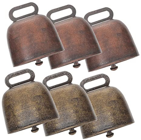 Cabilock 6stücke Teiliges Kupfer Kuhglocken Robuste Verschleißfeste Anti-Verlust Glocken Für Haustiere Schafe Und Vieh Für Dekoration DIY Bastelprojekte Und Windspiele