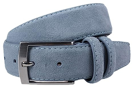Modischer Herren-Gürtel aus echtem Leder, Wildleder, Rindsleder, luxuriös, gebürstetes Metall, Dornschließe