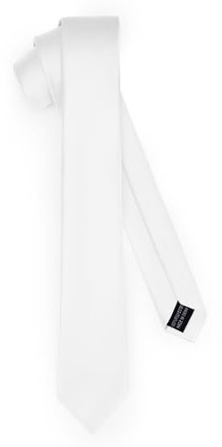 Ladeheid Klassische Herren Krawatte, matt, Perfekt für Büro & Festlichkeiten, Vielfältige Farben - Ideal für Geschäftsmeetings, Hochzeiten TMM-5 (150cm x 5cm, Weiß)