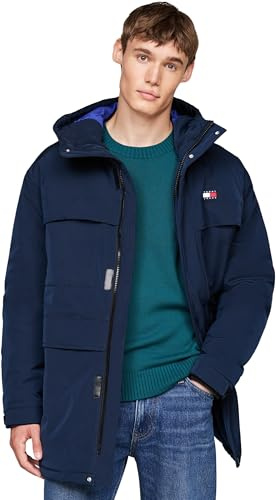 Tommy Jeans Uomo Parka Tech Canvas con Cappuccio, Blu (Dark Night Navy), XL
