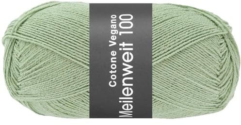 LANA GROSSA Meilenweit Cotone Vegano| Die Alternative ohne tierische Fasern | Handstrickgarn aus 76% Baumwolle, 14% Polyamid & 10% Polyester | 100g Wolle zum Stricken & Häkeln | 420m Garn FB21