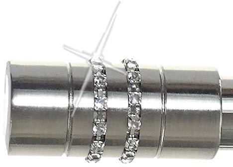 BASIT Endkappe für Gardinenstangen Ø 20mm Rohr I Endstück in Edelstahl Optik I 1 Stück Kappe I Zylinder mit Kristall E80