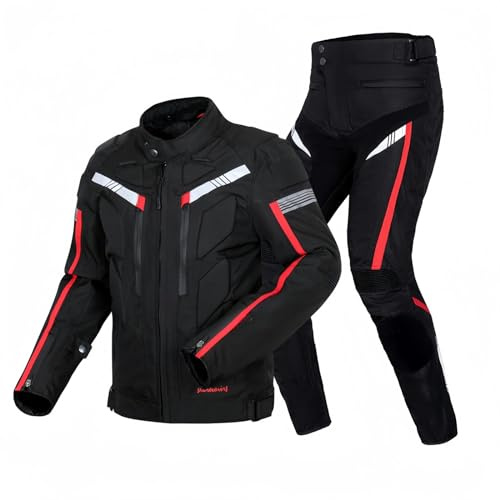 Combinaison De Moto Imperméable pour Hommes, Veste Et Pantalon De Moto, Certification CE, Combinaison Blindée, Armure Amovible pour Les Sports De Plein Air Quatre Saisons B,M
