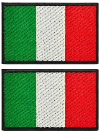 WHYCNJL 2 Pezzi Bandiera Italiana Emblema Nazionale Termoadesiva Cucibile Ricamata Con Chiusura A Strappo 1*Toppa Sbucciabile+1*Toppe Cerotto Caldo