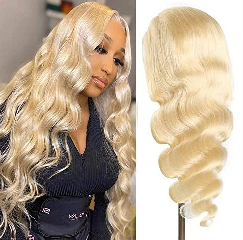 Lace Front Wig Blonde 613 Human Hair Wig Echter Haar 13x4 Perücke Body Wave Wigs Brazilian Virgin Hair With Baby Hair Natürlicher Haaransatz For Women 22 Zoll
