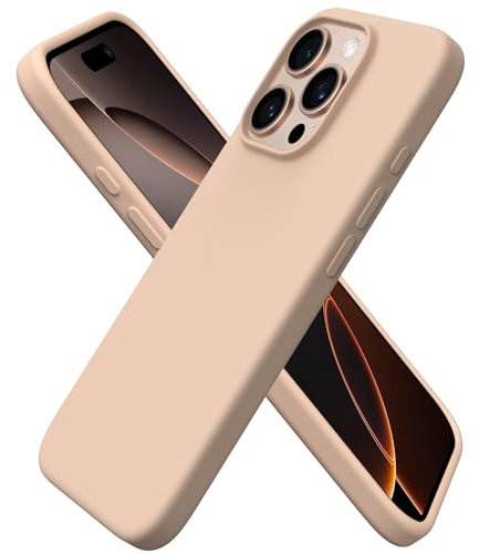 ORNARTO Cover per iPhone 16 Pro Custodia Sottile 6,3 Pollici, Morbido Silicone Liquido Protezione Cover, in Gomma Gel Morbida con Fodera in Microfibra-Marrone Chiaro