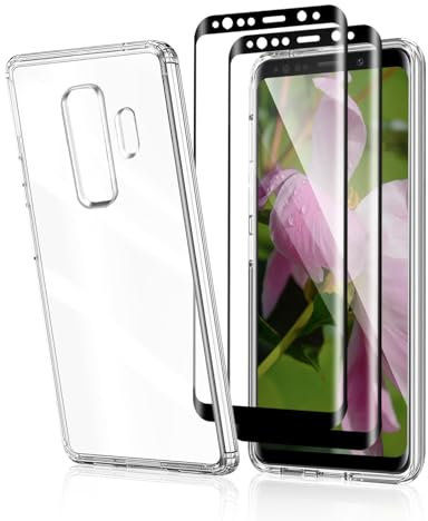 Bodyguard Schutzfolie für Panzerglas für Samsung Galaxy S9 Plus mit Hülle, (2+1) 3D Full Cover S9 Plus Schutzglas+Schutzhülle, 9H Härte, Anti-Bläschen, HD S9 Plus Panzerfolie Displayschutzfolie