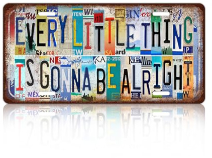 Vintage License Plate Inspirational Quotes Wall Decor Every Little Thing Is Gonna Be Alright Metal Tin Sign For Bar Home 12 x 6 Inches