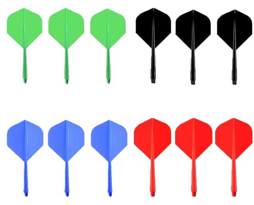 ACTIUSIS Dart Flights mit Schäfte Stabil, Gewinde Dartpfeil Flights, Integrated Dartflüge und Schächte, für Darts Dartpfeil Spiel,12 Stück,75mm