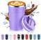 Volhoply 390 ml Edelstahl Isolierter Reise kaffeebecher mit Flip Deckel, Doppelwandige Vakuum Kaffeetasse, Tragbarer Auslaufsicherer Kaffee Thermobecher für Heiße & Kalte Getränke (Lila, 1)