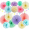 FETETIJD Pastel Party Decorations: Rainbow Paper Fans, Tissue Paper Pom Poms, Honeycomb Balls for Pastel Birthday, Wedding, Baby Shower, Ice Cream Parties
