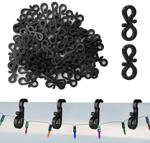 ANGIX 25 x S-förmige Dachrinnenhaken, wetterfest & wiederverwendbar, Mini-Kunststoff-Dachrinnen-Aufhängehaken/Clips, Aufhänger für Outdoor-Seil, Weihnachten, Eiszapfen, Lichterkette, Dekorationen,