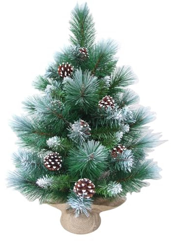 Tarrington House Künstlicher Weihnachtsbaum, Gletscherbaum, PVC Tannenbaum mit 55 Spitzen, Ø 35 x 60 cm, grün/weiß