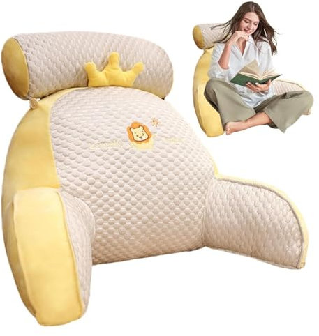 DXZXDJIU Lesekissen,Kuschelkissen, Large Adult Backrest Lounge Cushion with Neck, Lovely 2 In 1 Backrest Pillows Multifunctional Sofa and Bedside Cushion Sofa Cushion with Detachable D(Lion,40x60cm)