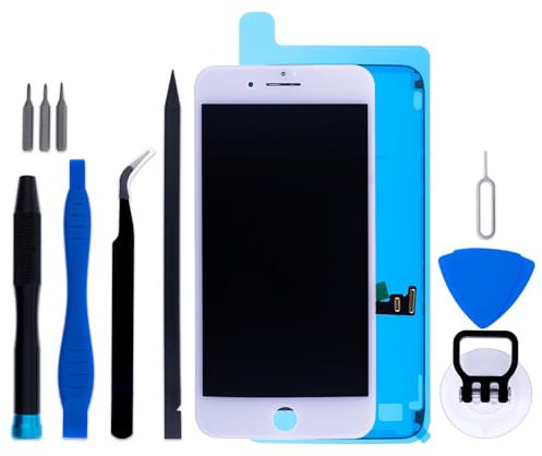 for iPhone 7 Plus Screen Replacement Kit, 5.5 LCD Display 3D Touch Digitizer Assembly with Frame Adhesive and Repair Tools, Model A1661/A1784/A1785/A1786 (White)