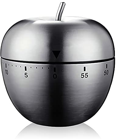 Küchentimer, niedlich, manuell, Edelstahl, mechanisch, drehbar, 60 Minuten, Countdown-Timer zum Kochen, Küche, Backen, Sport – Apfel-Timer (Apfel)