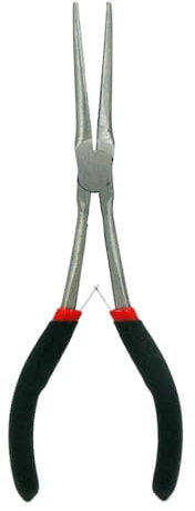 Lange Spitzzange, kleine Greifzange, kleine lange Reichweite, 15,2 cm Schmuckherstellungszange, Schmuckherstellungszange, lange Reichweitenzange für enge Räume, gerader Winkel, lange Nasengreifzange