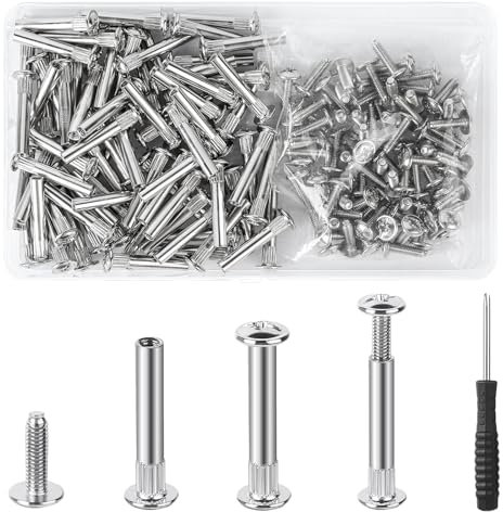 HavaCue 78 Sets M4 Vis d'assemblage, Vis de Connexion Acier Nickelé en Tournevis Set (78x Viss de Raccordement pour Meubles, 78 x Viss à Manchon),Vissé Poignée de Porte pour Armoires, Planches en Bois