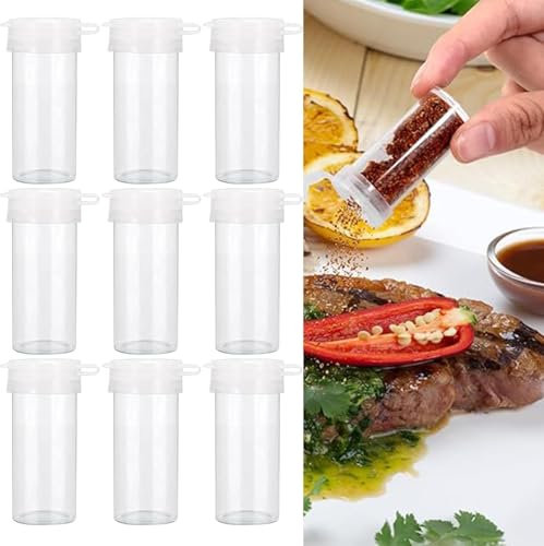 10 mini botes de especias de plástico, mini salero de viaje, mini salero con tapa, olla de sal transparente, tarros de especias de cocina, botes de sal con tapa para casa, camping, picnics