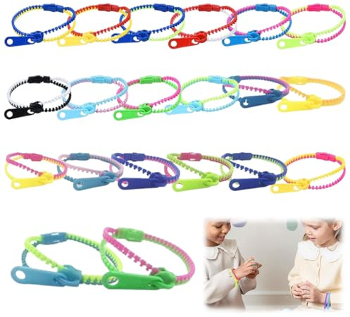 20 Stück Bunte Reißverschluss Armbänder Kinder Zip Freundschaftsarmbänder Sensorisches Armband Zappeln Stressabbau Spielzeug für Partys Zeit zu töten,anti stress armband kinder