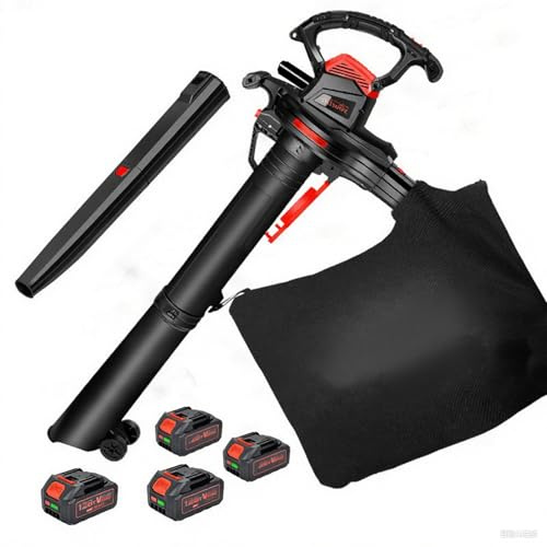 Aspirateur Souffleur sans Fil de Feuilles à Batterie Bandoulière, 3en1 Aspirateur de Feuilles, Souffleur de Feuilles avec 6 Modes de Vitesse, Vitesse de soufflage 340 km/h, Sac Mulching 40L