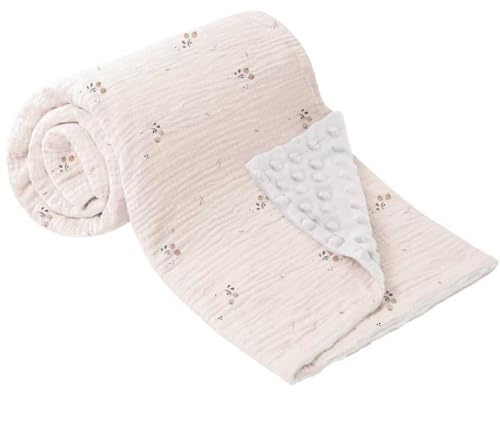 Bearmoss Babydecke Baumwolle Baby Decken Neugeborenen,Weiche Krabbeldecke für Kinder,Musselin Schlafdecken für Kleinkinder Mädchen Junge 70x100cm (Blume)
