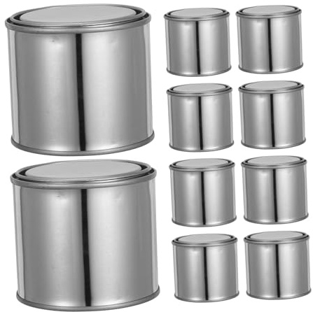 Operitacx 10pcs Metal Paint Cans with Lids Small Unlined Tin Buckets for Paint Storage Round Iron Pails for Crafts Sampling and DIY Projects