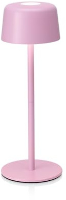 Auraglow Rechargeable Table Lamp Pink Pastel, Touch Dimmable, 1 Pack | Cordless battery powered, 3 brightness levels, USB C fast charge, for bedroom, desk, lounge, garden and patio
