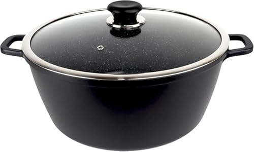 Housetronics 40cm Stock Pot with Lid, Non-Stick Die-Cast Aluminium Cooking Pot, Ceramic Coating, Induction & Oven Safe Casserole Pan, Large Heavy Duty Cookware, 19.2 L