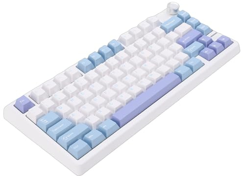 Bewinner Kabellose Mechanische Tastatur, Kabellose -Tastatur mit, RGB-Hintergrundbeleuchtung, 3-Modus-Verbindungs-Gaming-Tastaturen, 4000 MAh, 79-Tasten-Layout (Purple)