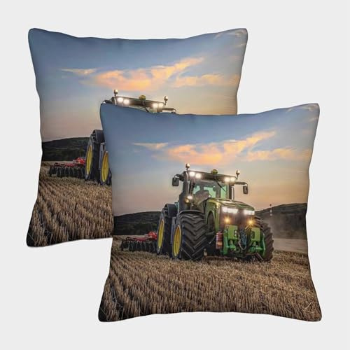 NGGADIWEG Bauernhausstil-Traktor Outdoor Kissen Vintage Dekokissen Sofakissen 2er Set Für SofaKissenbezug Mit Reißverschluss 40x40cm