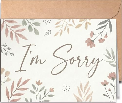 NUM 376 Entschuldigungskarte mit der Aufschrift I'm Sorry – Karte für Beziehungen und Freundschaften – einfache und herzliche Sorry-Grußkarte für Männer, Frauen – Entschuldigungsgeschenke für sie