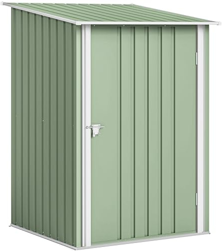 Outsunny Caseta de Jardín Exterior 0,92 m² 100x103x160 cm Verde Claro | Cobertizo de Jardín Exterior Metálica, 1 Puerta y Cerradura, para Almacenamiento de Herramientas, para Patio, Terraza