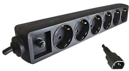 DINIC Steckdosenleiste für USV mit C14 Stecker und Überlastschutz, 6-Fach