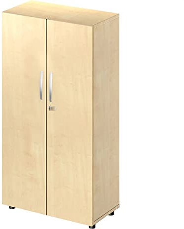Allzweckschrank abschließbar 80 cm breit, Schrank für Aktenordner, Aktenschrank Holz, Schrank 42 cm tief, Möbel für Arbeitszimmer, Mehrzweckschrank mit Türen, 80x42x150mm, Ordnerschrank ahorn