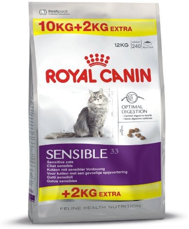Royal Canin Feline Sensible 33, 10 + 2 kg gratis, 1er Pack (1 x 12 kg Packung)