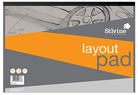 Silvine A3LP A3 Professional Layout Pad. 80 Pages Semi Transparent 50gsm Paper.Orange/Transparent