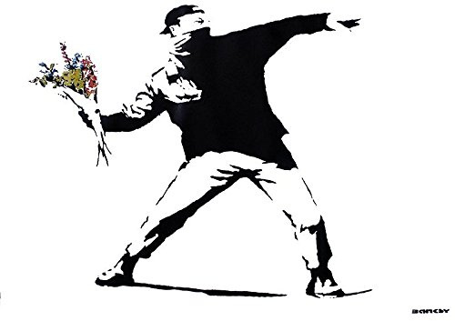 Banksy Poster Graffiti Throwing Flowers (59cm x 42cm) + Ü-Poster