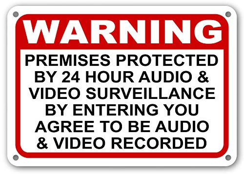 Home Security Sign Video Surveillance Audio & Video Camera Warning CCTV Signs Rust Free Outdoor Waterproof Fade Resistant UV Protective Ink CCTV 8x 12
