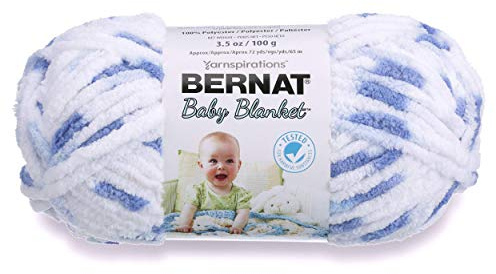 Bernat Baby Blanket Yarn, 3.5 oz, Gauge 6 Super Bulky, Little Denim Print