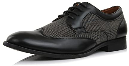 Ferro Aldo Wingtip Oxford Herrenschuhe, klassischer Brogue- und zweifarbiger Zuschauer-Stil, formelle Hochzeit, Business, Party, 1. Schwarz und Weiß, 44 EU