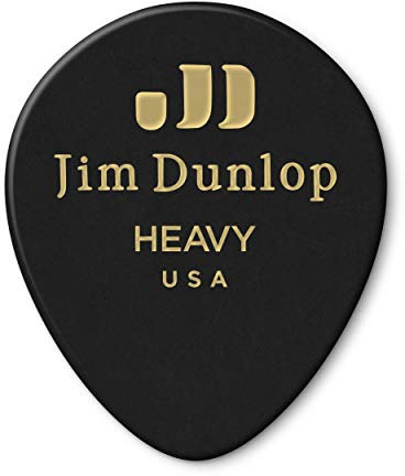 JIM DUNLOP Plektrum Genuine Celluloid Teardrop, 12 Stück, Schwarz, Stark