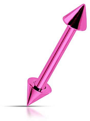Monster Piercing 16 Gauge - 8MM Länge Neon Pink eloxiert 316L chirurgischer Stahl gerade Barbell mit Kegel Augenbrauen Piercing Bar