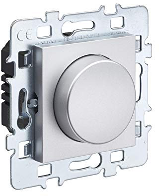 Variateur Rotatif - Interrupteur encastrable - Interrupteur Murale - Intérrupteur Prise Murale - Casual - Variateur Rotatif 2 Fils Mécanisme + Cache Alu + Support Métal - Debflex - 742308