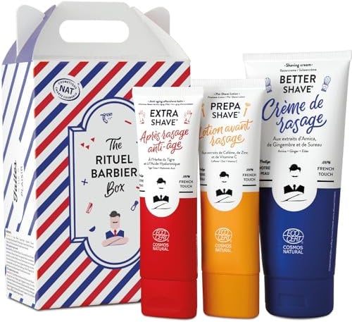 Monsieur BARBIER Rasier-Ritual-Set | Natürlich, Vegan, Französisch | Ideal für empfindliche Haut | Pre-Shave, Rasiercreme & After-Shave | Beauty-Geschenkset für Männer