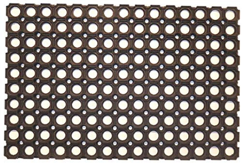 oKu-Tex Fußmatte Türvorleger Ringgummi Ringumimatte Gummi 40 x 60 cm, 2,2 cm dick, wetterfest für außen, schwarz