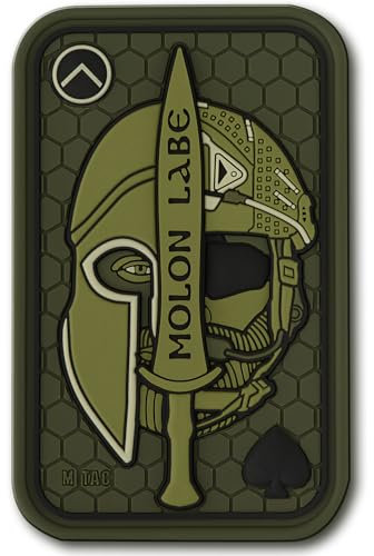 M-Tac 3D PVC Klett-Patch „Molon Labe Ace“ – 108×68 mm Militärischer Gummi-Aufnäher mit 3D-Relief, hochbelastbares PVC, Klettverschluss für Uniform, Rucksack & taktische Ausrüstung, Ranger Green